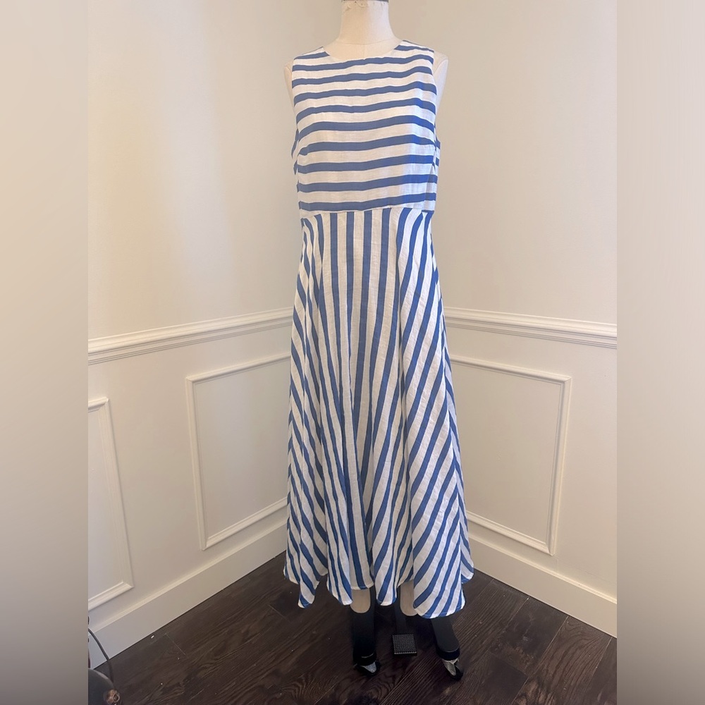 LK Bennett linen blend striped dress NWOT